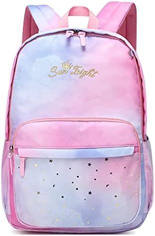 Caran·Y Girls School Backpack, Galaxy School Bag Large Capacity Waterproof Casual Daypack, Lightweight Kids Backpack for Girls Outdoor Travel