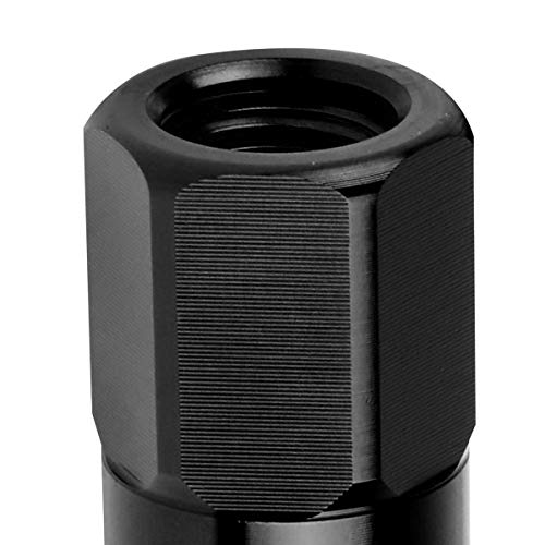 Image of J2 Engineering LN-T7-017-125-BK Black 20Pcs M12 x 1.25 7075-T6 Aluminum 90mm Spiked End Lug Nut w /Socket Adapter