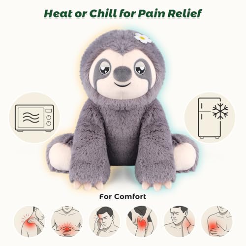 Bobbie & Laxi Microwavable & Coolable Sloth Stuffed Animal – Heating Pad for Period Cramps Relief Muscle Pain & Anxiety Cute Sloth Plush Toy for Comfort & Warmth Gifts for Adults & Kids, Boys & Girls - Image 4