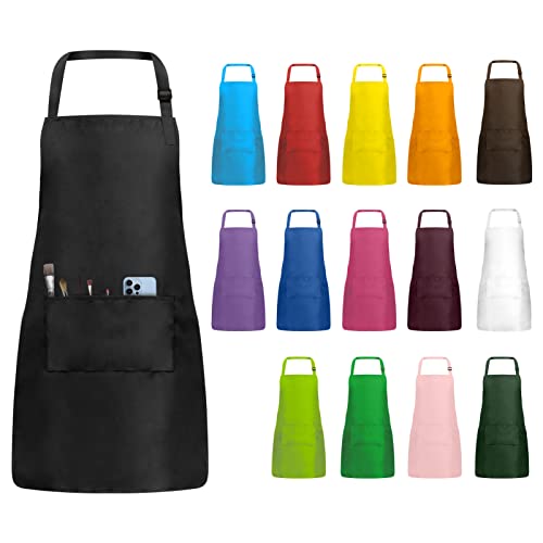 Imerago 15 Pcs Adult Aprons Bulk With Pockets Adjustable Bib Chef Apron For Women Men Painting Cooking Crafting (Multicolor, L) #TOP7