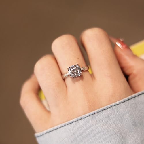 925 Sterling Silver 0.5/1/2 Carat Round Moissanite Engagement Ring Promise Ring Size 5-94