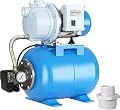 FOTING 1.5 HP Shallow Well Pump with Pressure Tank 1340 GPH, 115V Stainless Steel Irrigation Pump, Automatic Water Booster Jet Pump for Home Garden Lawn
