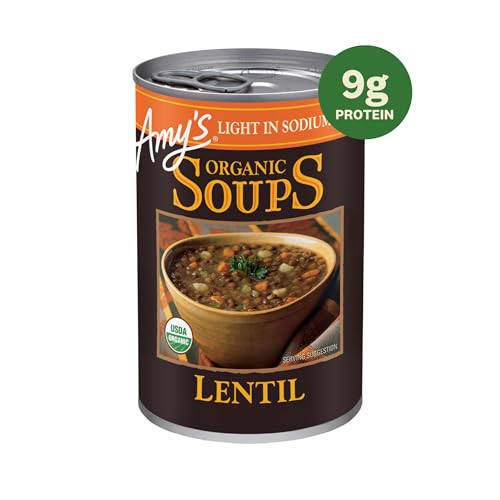 Image of Amy's Soup, Organic Light in Sodium Variety Pack, (6 Pack) | Vegetable, Split Pea and Lentil, Canned Soup, Made With Organic Vegetables