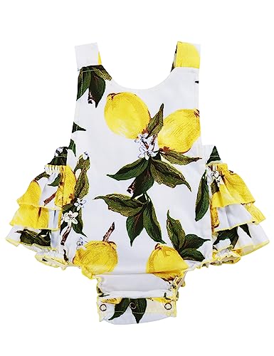 Image of PrinceSasa Baby Girl's Floral Print Ruffles Romper Summer Clothes
