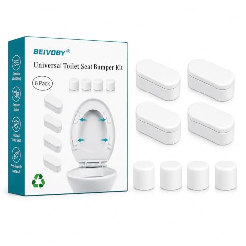 Universal Toilet Seat Bumper for Bidet Installation Strong Adhesive Anti-Slip Toilet Buffer Pads Fix Wobbling Seat & Eliminate Gap Heavy Duty Seat Stabilizer (8 Pack)