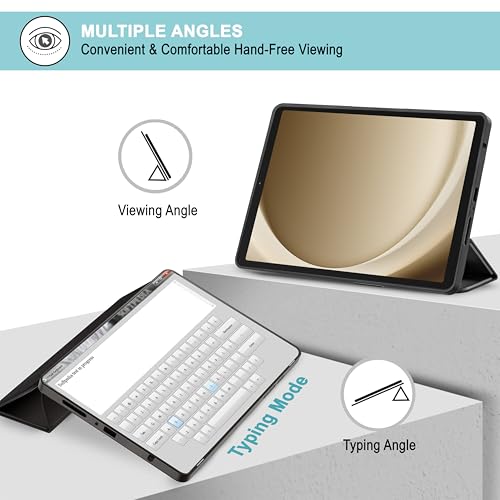 Image of CEDO Tri-Fold for Samsung Tab A9 (8.7 in) Smart Case Flip Cover with Multi Viewing Angles Stand | Leather Finish | Heat Dissipation | TPU Backcover (Black)