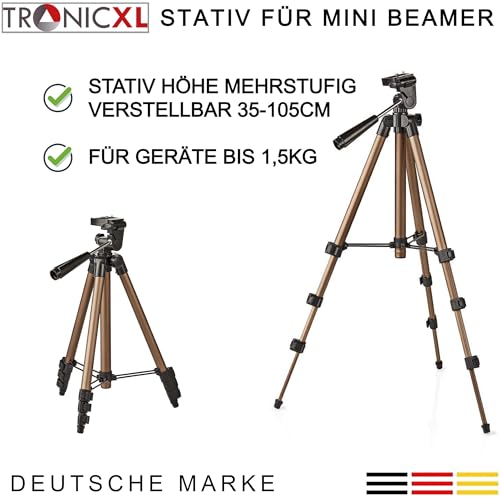 TronicXL Tripod19P Projektor Beamer Stativ Halterung Ständer 1/4 Zoll kompatibel mit I für Philips BenQ Asus Acer Epson Sony Panasonic WiMiUS TOUMEI Merisny QKK OTHA Android Aiptek