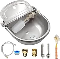 Viehtränke Edelstahl Mit Geflochtenem Schlauch Und Befestigungsbolzen Schwimmer-Tränkebecken FüR TräNkebecken FüR Rinder Schafe Hunde Und Pferde (with Drainage Hole)