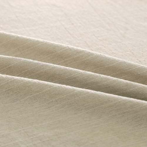 Image of Story@Home Linen King Size Bedsheet Cotton Textured Flat Sheet with 2 Pillow Covers Super Soft Bed Sheet for King Size Bed | 300 TC Solid Pattern | 250 x 270 cm | Beige