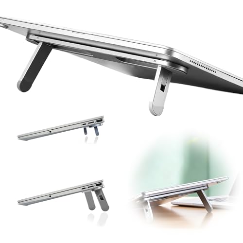 Laptop Stand for Desk Lightweight Foldable Portable Laptop Stand with 2 Adjustable Angles Keyboard Riser Feet PC Cooling Mount Support Ergonomic Notebook Holder Compatible with 10-15.6” Notebook Grey