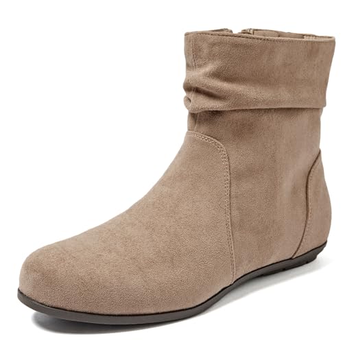 Luoika Women's Wide Width Ankle Booties Beige 9W