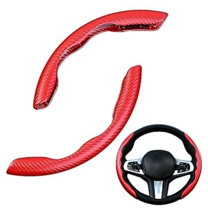 Steering Wheel Cover, Carbon Fiber Car Steering Wheel Cover, Non-Slip Steering Wheel Protector, Universal Fit for Car Interiors Accessories (Red)