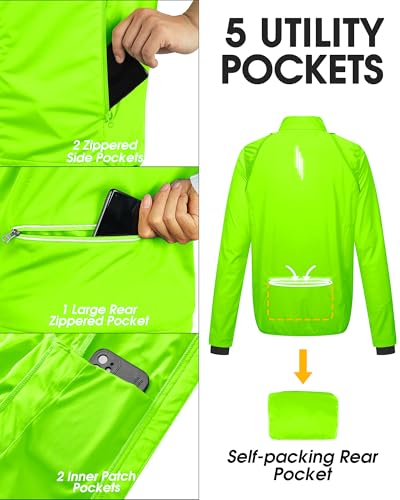 Image of 33,000ft Men's Cycling Jacket Long Sleeve, Waterproof Running Bike Vest Outerwear Reflective Windproof Sleeveless Jacket