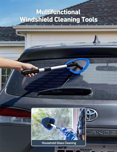 Astroai Windshield Cleaner, Car Windshield Cleaning Tool Inside With 4 Reusable And Washable Microfiber Pads And Extendable Handle Auto Glass Wiper Kit thumb #3
