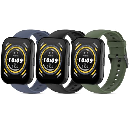 RenSheng 3 Piezas Correas Compatible con Amazfit Bip 5 Pulsera, 22MM Correa Deportiva de Silicona Suave y Transpirable Compatible con Amazfit Bip 6 Correas Intercambiable Pulseras