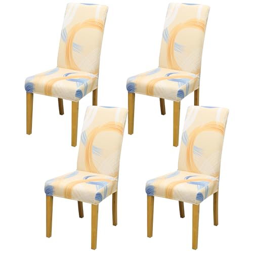 Dining Chair Covers, Dining Room Chair Cover Set of 4 Art Leaf 4