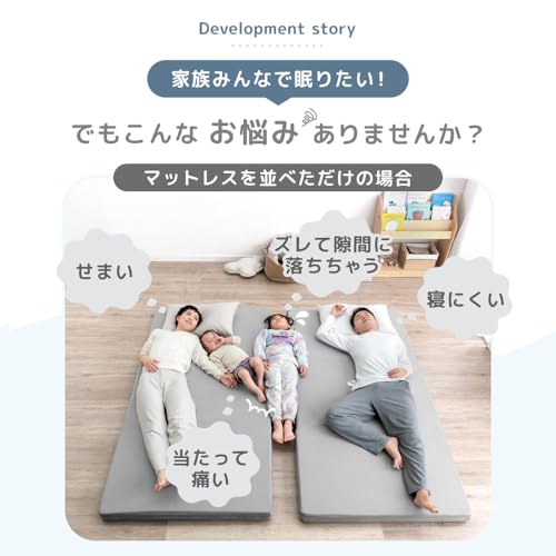 タンスのゲン マットレス 幅280cm 敷パット付き 厚8cm 折りたたみ 3つ折り ファミリーマットレス 高反発 敷布団 防ダニ 85500039(104708) [2]