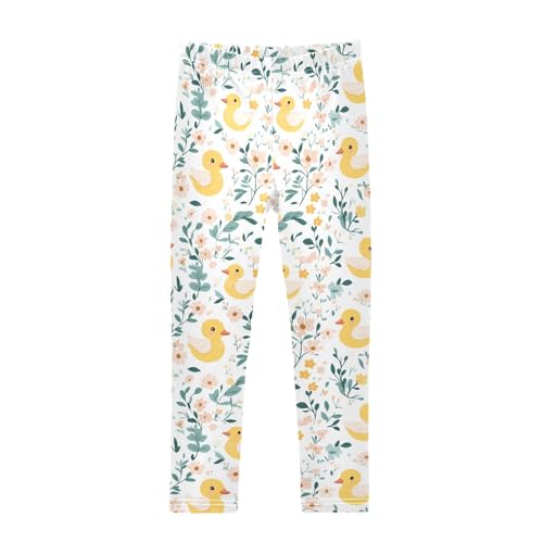 Duck Lovely Flower Girls Casual Leggings for Kids Printed Long Pant Bottoms Stretch and Soft