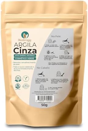 Argila Cinza 50g - 100% natural - Uso cosmético/rosto, cabelo e c...