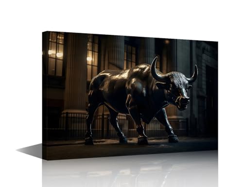 Vache et taureau sur toile encadrée pour habiller un grand mur vide