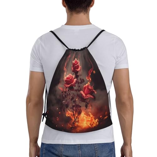 Drawstring Bag Lightweight Small Gym Bag for Women Flowers Burning Soccer Backpack for Sports Travel2