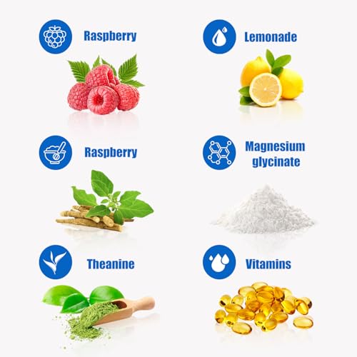 Image of Calm Magnesium Powder, Natural Cortisol Supplements Powdered Mix No Sugar for L-Theanine, Ashwagandha, Magnesium Glycinate, Vitamin D3, Relaxation, Focus, Raspberry Lemonad, On The Go, 20 Packet