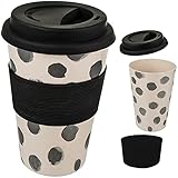 alles-meine.de GmbH Geschirr Motiv & Artikel wählbar Coffee To Go Becher/Trinkbecher/Kaffeebecher - Punkte schwarz/grau - 400 ml / 0,4 Liter - BPA frei - mit Deckel - d.