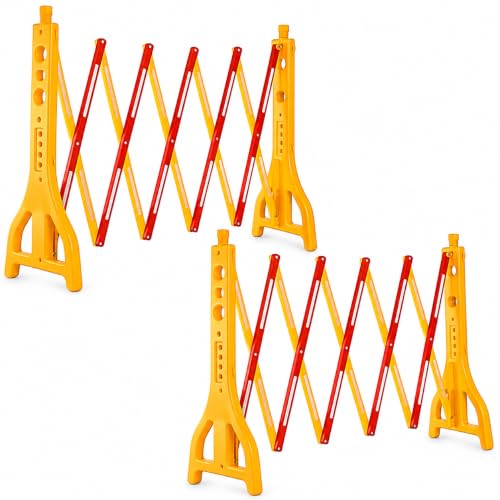 Image of LADWA 8.3 Feet Extendable Foldable Expandable Barricade, 12 Inch Wide Portable Safety Barrier for Indoor & Outdoor Traffic Control, Parking Areas and Compact Space Saving Storage (Pack of 2)