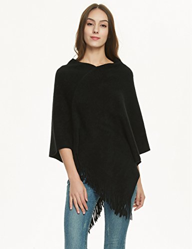 Ferand Women's Knit Shawl Wraps Two-Way Poncho Sweater, New Years Eve Outfits Women, Black #TOP2