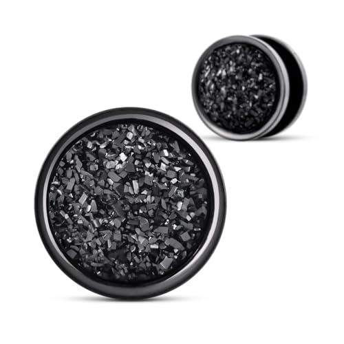 COOEAR Screw Back Ear Tunnels, Stainless Steel Blue Crystal Plugs Piercing Expander Gauge Earrings.