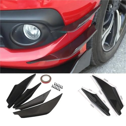 Labio Canards Alerón Universal para Parachoques Delantero con Protector Anticolisión Negro 3