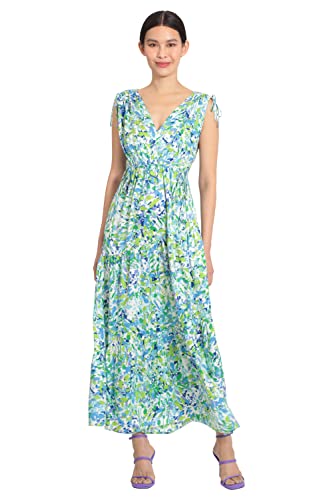 Image of Maggy London Women's Tiered Maxi with Shoulder and Waist Drawstring Details