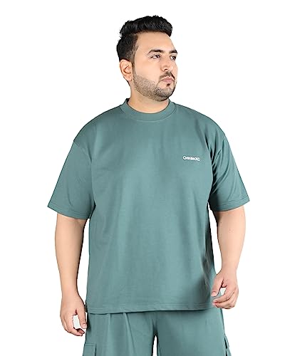 Image of CHKOKKO Men's Plus Size Terry Cotton Loose Fit Half Sleeves T-Shirt