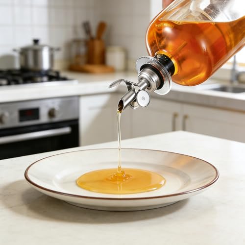 Hynorian Distributeur de miel en verre - 450 ml - Distributeur de sirop - Anti-goutte - Avec bec verseur en acier inoxydable et bouchon d'étanchéité en silicone - Fond épais - Pour la maison, la – vue 5