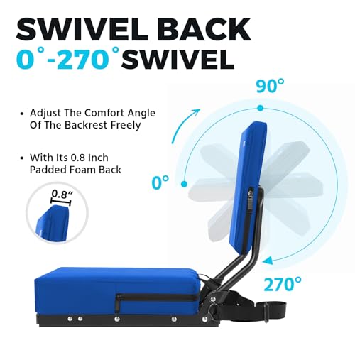HUTMANG Stadium Chairs for Adults,Bleacher Chairs with Back Support,Portable Stadium Seats with Swivel Padded Cushion,Folding Comfort Stadium Seat with Shoulder Strap,Perfect for Sports Events(Blue) - Thumbnail 3