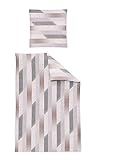 mit Reißverschluss Irisette Bettwäsche Edelflanell rosé-grau Größe 155x220 cm (80x80 cm)