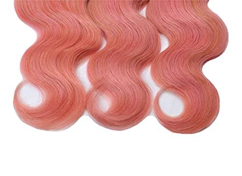 Extensions cheveux humains péruviens ondulés ombré rose T1b 40-50cm