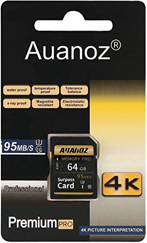 Preisvergleich Produktbild Auanoz TF-Speicherkarte 64GB, Klasse 10 Datenlesen übertreffen Geeignet für Kameras und CamcorderU3, Bis zu 95 MB / s, Klasse 10.(Schwarz / Gold-64gb)