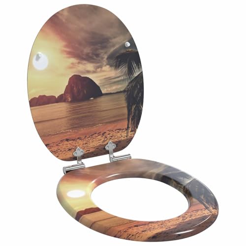 vidaXL Asiento de WC Naranja 44 x 38 cm Tablero de MDF, Baño Moderno, Instalación de Asiento de Inodoro con Cierre Suave, Accesorio Elegante para Estilo Interior, Mejora Funcional, Montaje Fácil