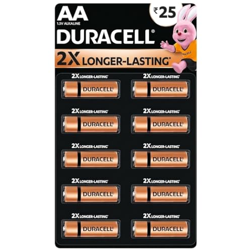 Image of Duracell India's #1 Ranked Battery for Everyday Devices Clock Remote Toys Hair Trimmer Health Monitor Machines (AA Alkaline, Pack of 10)