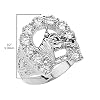 .925 Sterling Silver White Cubic Zirconia Horseshoe with Horse Head Nugget Style Shank Lucky Statement Ring