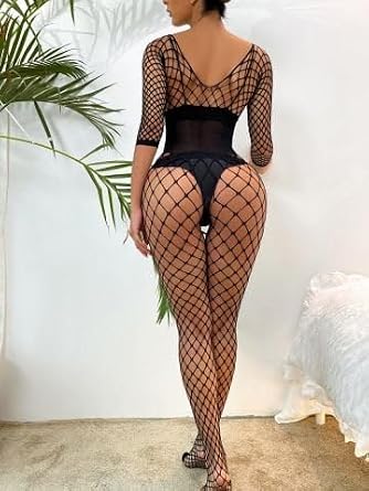 Kadın File Vücut Çorabı Bodystocking Siyah
