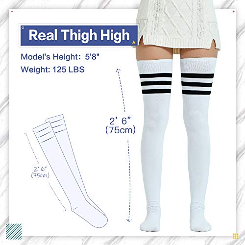 Image of Kayhoma Extra Long Cotton Stripe Thigh High Socks Over the Knee High Plus Size Stockings