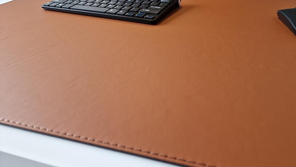 Schreibtischunterlage Echt Leder Rindsleder cognac braun (90cm x 50cm)