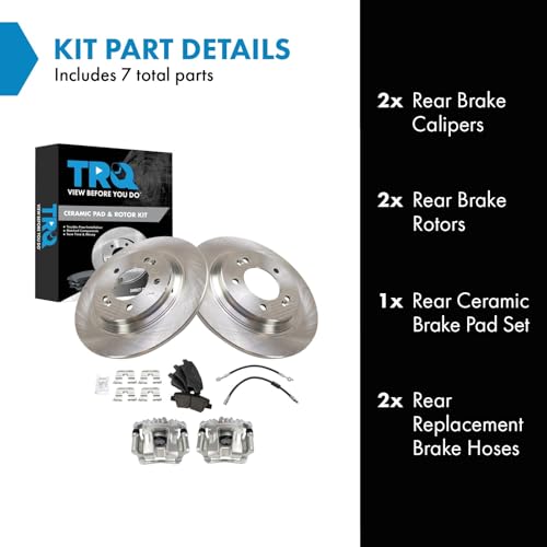 Image of TRQ Rear Brake Pad and Rotor Set Ceramic Calipers Compatible with 2014-2015 Kia Optima
