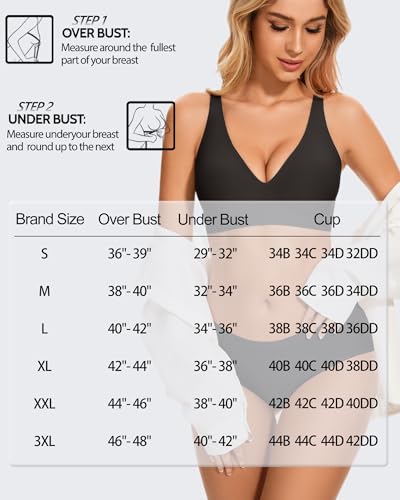 Image of Gailife Deep V Jelly Bras for Women No Underwire Wireless Seamless Push Up Bra Comfort Support Plunge Bralette Full Coverage