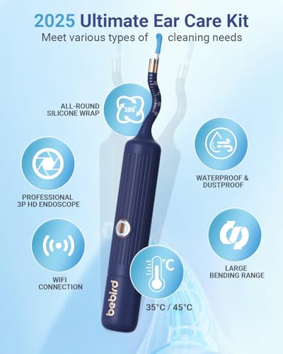 Ear Wax Removal Tool Camera, Flexible Ear Cleaner with Camera Otoscope Light, Painless Visual Ear Picker Tweezers Earwax Remover, Portable Safe Ear Cleaning Kit for Adults & Kids — view 6