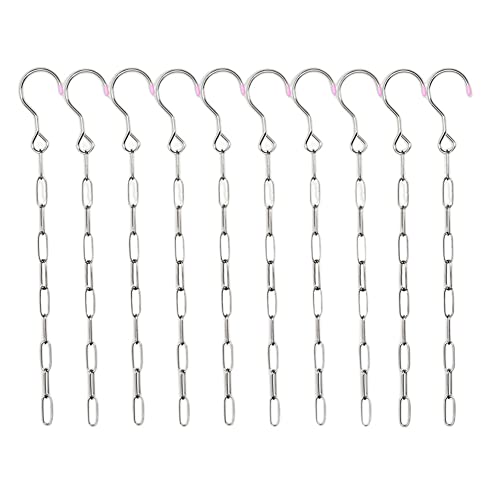 10 Pack Closet Organizer Clothes Hangers Space Saving, Stainless Steel Chain Clothes Hanger Organizer With 10 Slots,Vertical Space Saver Hangers For College Essentials Girls Bedroom #TOP13