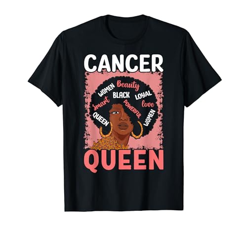 Cancer Queen Birthday Zodiac Costume Black Woman Maglietta