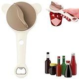 4 in 1 Multi-Purpose Jar Opener,Magnetic Stainless Steel Can Opener with Ergonomic Handle,Multi Size Lid Tool for Jars Cans Wine Bottles, Home Kitchen Helper(Beige)